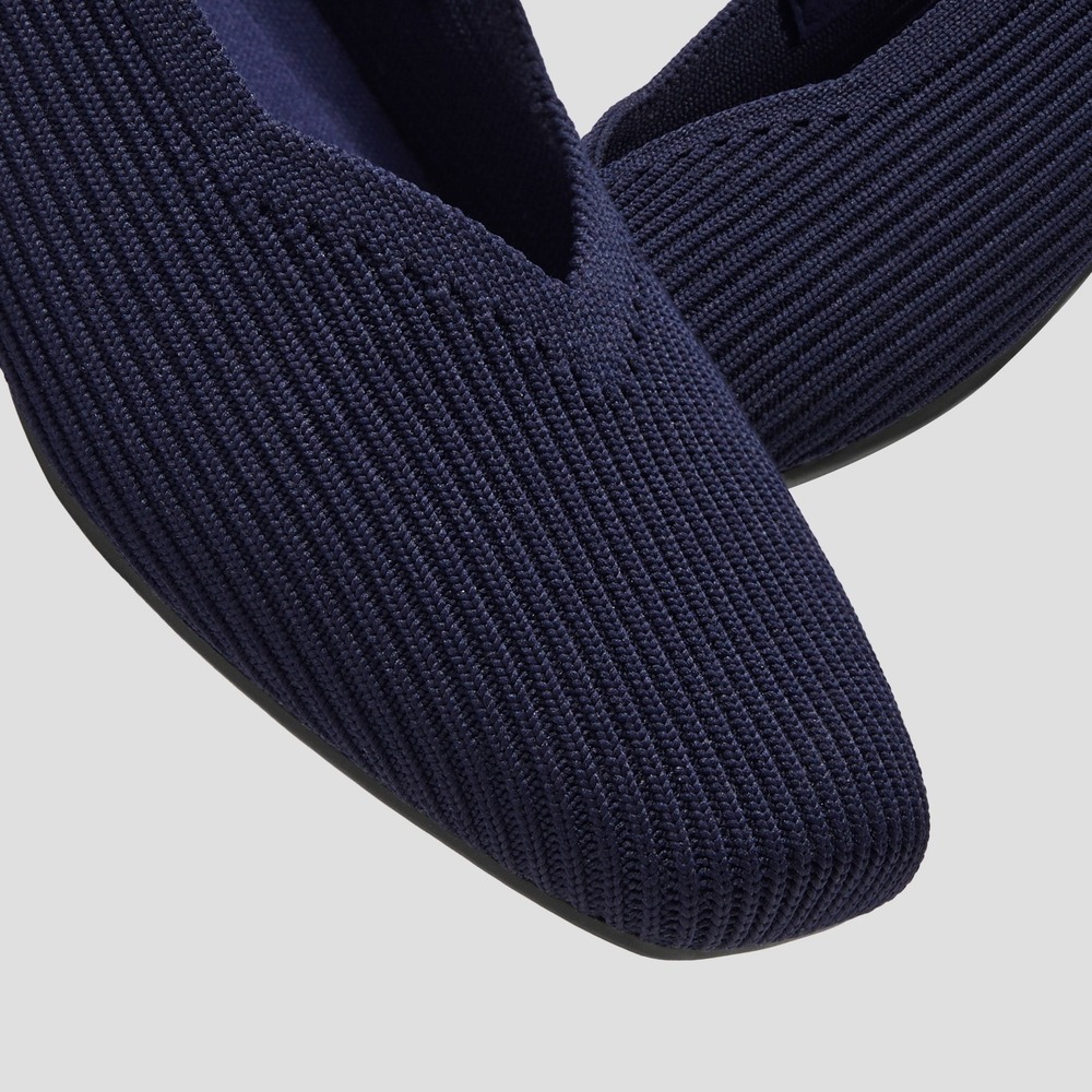 VIVAIA Margot Mary Jane Navy Blue Knit Square Toe Buckle Strap Flats Shoes 11 - Picture 4 of 11
